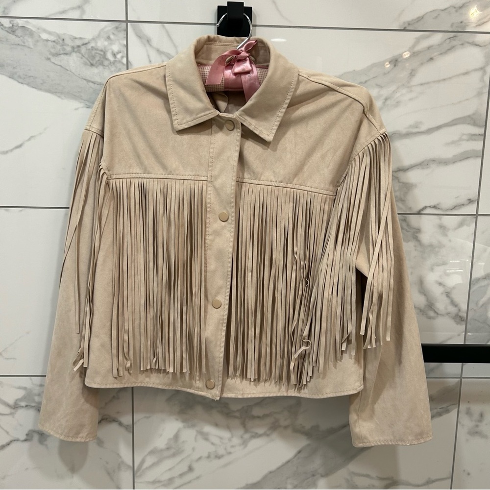 Zara faux suede jacket with fringes size M